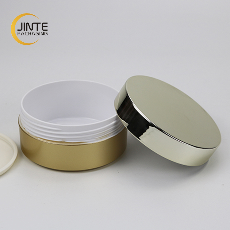 2020 New product empty plastic double wall gold PP jar for cosmetic packaging