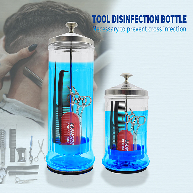 2020 New upgraded professional salon sterilization jar barber disinfect tools glass bottle