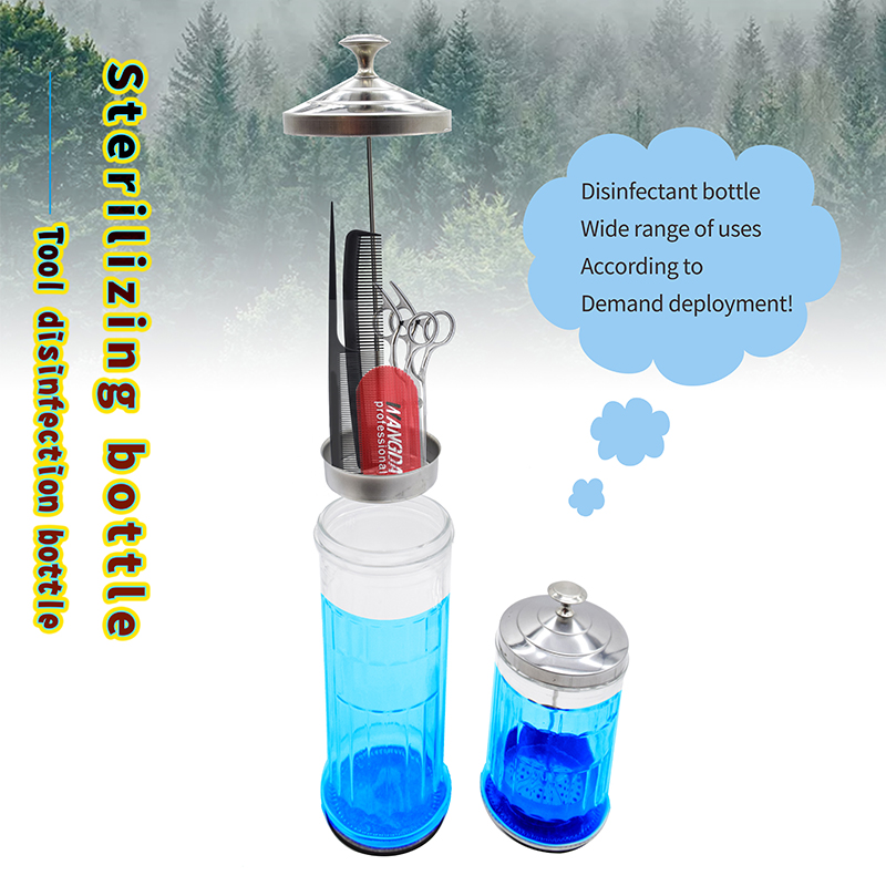2020 New upgraded professional salon sterilization jar barber disinfect tools glass bottle