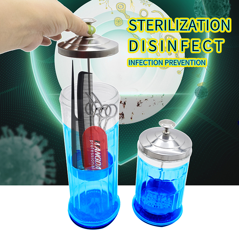 2020 New upgraded professional salon sterilization jar barber disinfect tools glass bottle
