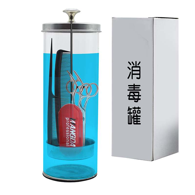 2020 New upgraded professional salon sterilization jar barber disinfect tools glass bottle