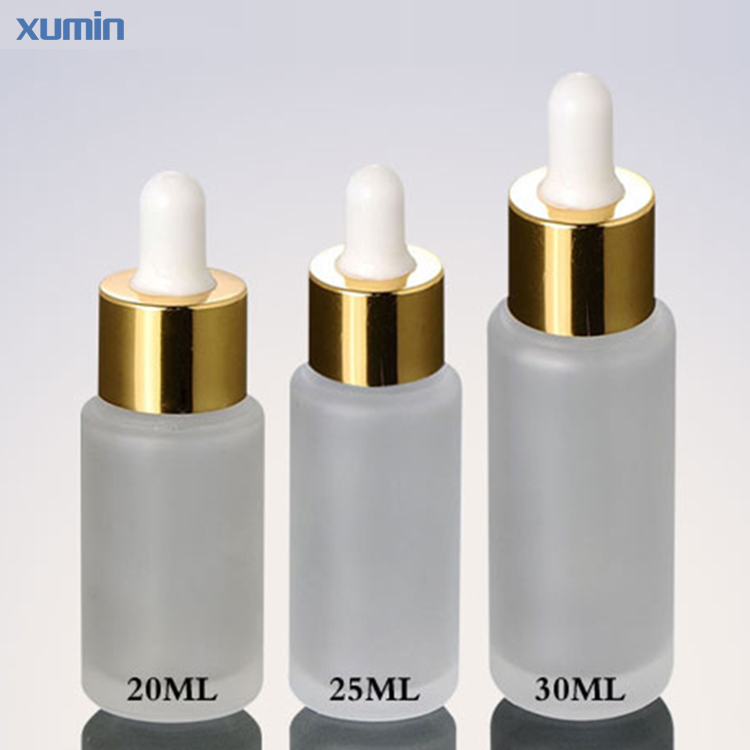 2020 Newest serum essential hair facial oil container Frosted Golden Cap 20Ml 25Ml 30Ml Cosmetic Glass Bottle