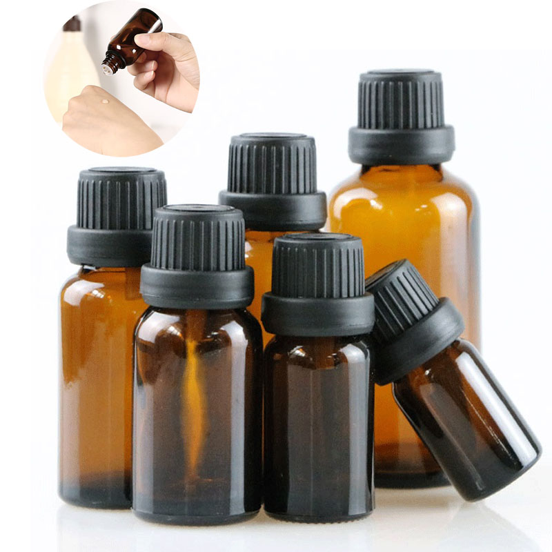 2020 Screen Printing essential oil 10ml amber glass bottle with euro dropper