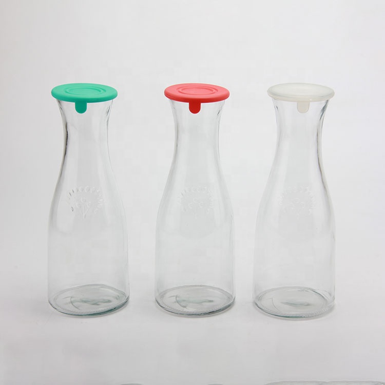 2020 Top Selling 1L 1000ml Clear Glass Beverage Wine Juice Milk Bottles with Silicone Stopper