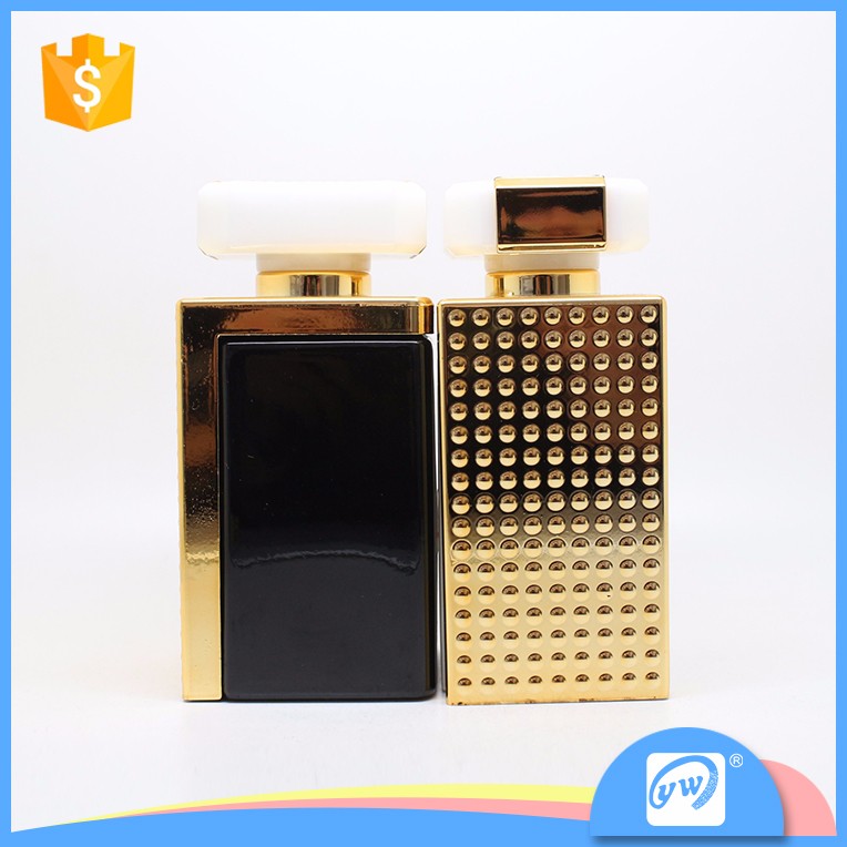 2020 Yunwu Manufacturer Wholesale A2986 Gold Cap Black Luxury Refillable Custom 110ml Spray Empty Glass Perfume Bottle