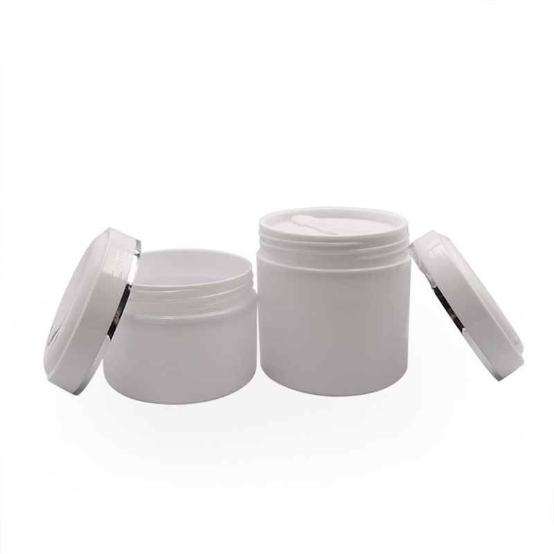 2020 best selling 15g 30g 50g 100g 150g 200g  white  PP plastic 4oz  8oz empty wide mouth custom cosmetic jar with silver edge