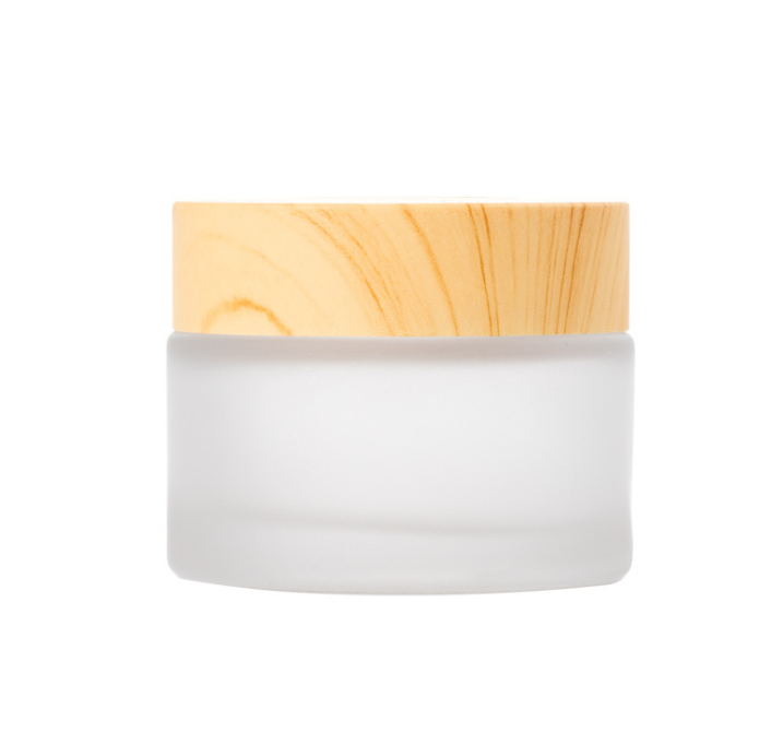 2020 factory direct sale high quality face cream beauty 15g 30g 50g 100g frosted clear glass cream jar with bamboo lid