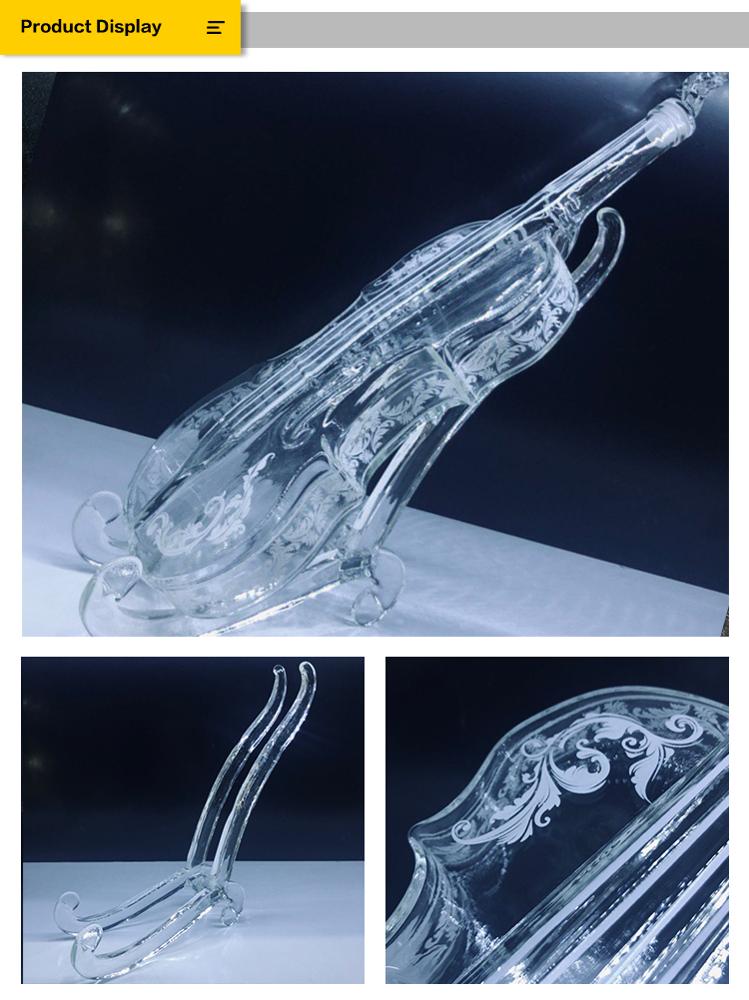 2020 factory lower price violin shape wine glass decanter with the woodbase