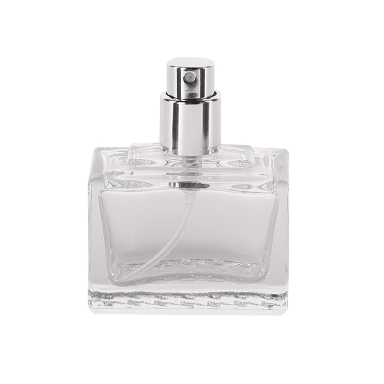 2020 free sample China manufacturer 25ml custom spray luxury empty glass square perfume bottle with fan belt
