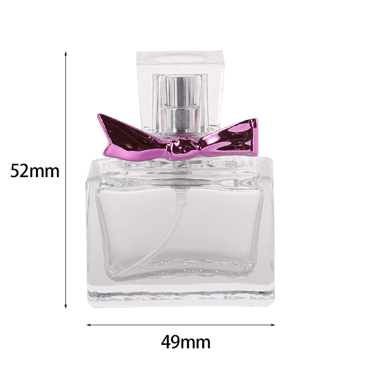 2020 free sample China manufacturer 25ml custom spray luxury empty glass square perfume bottle with fan belt