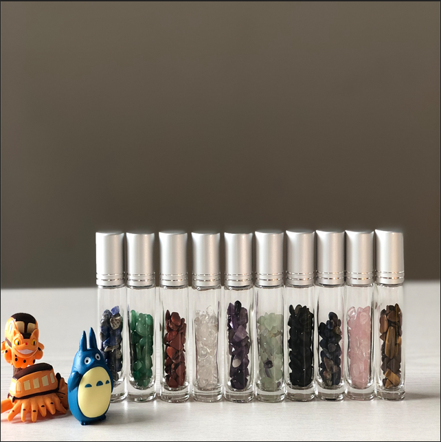 2020 hot sale 10ml clear perfume glass roll on bottle Wholesale custom roller glass bottle with gemstone roll on