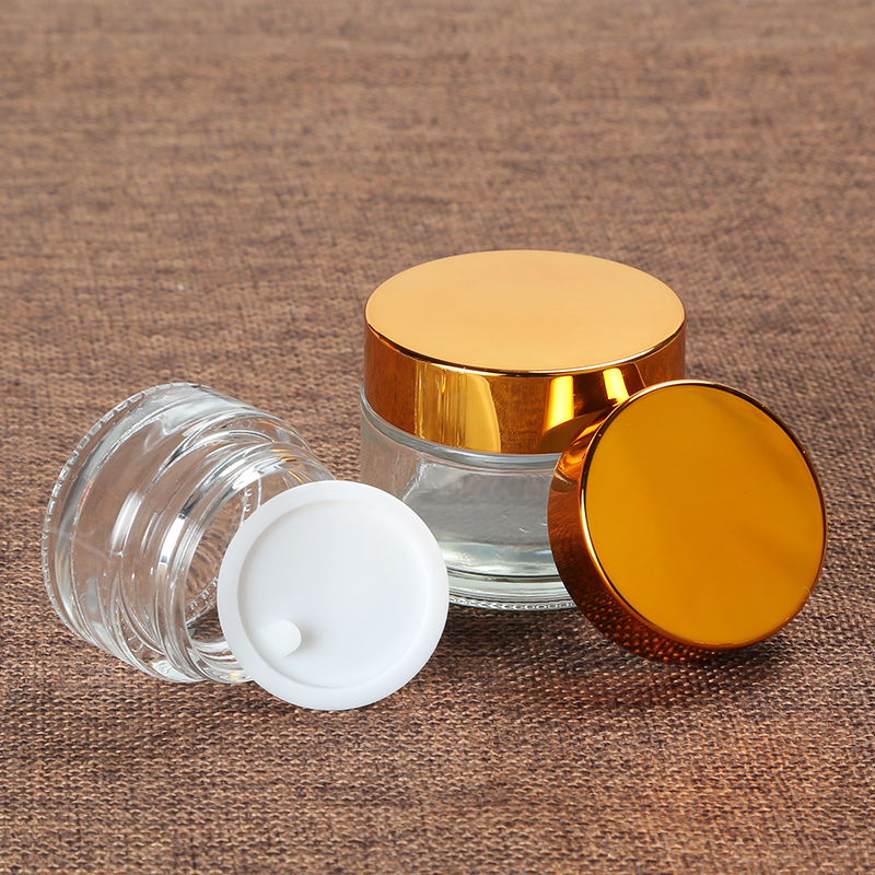 2020 hot sale 5g 10g 15g 20g 30g 50g 100g Cosmetic eye cream bottle glass jar with silver gold cap