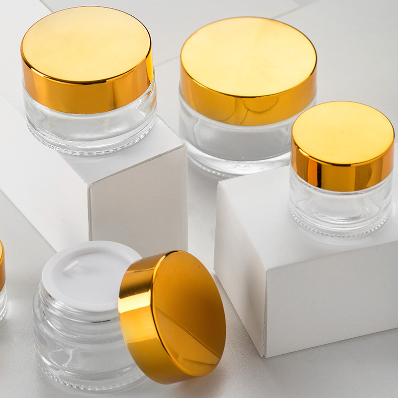 2020 hot sale 5g 10g 15g 20g 30g 50g 100g Cosmetic eye cream bottle glass jar with silver gold cap