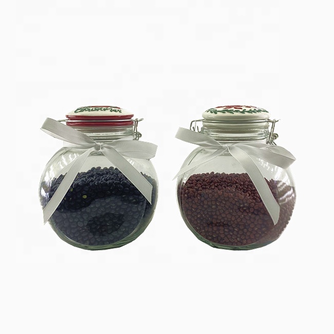 2020 hot sale glass jars and bottles with airtight lid and Glass Jar  herbe with Lids Storage Food for Canning