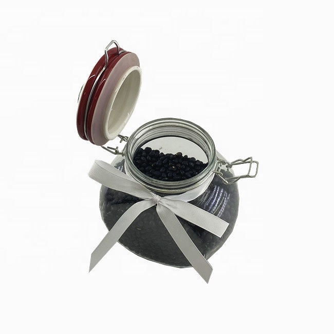 2020 hot sale glass jars and bottles with airtight lid and Glass Jar herbe with Lids Storage Food for Canning
