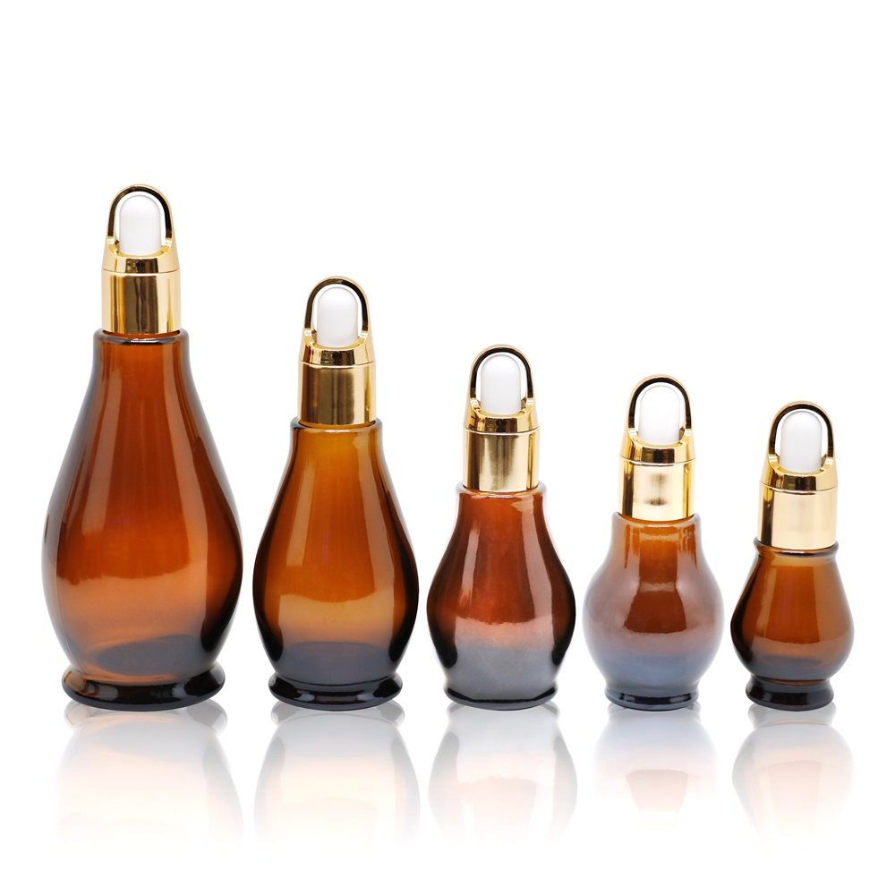 2020 hot sale new design high end empty fancy cosmetic packaging essential oil dropper glass bottle