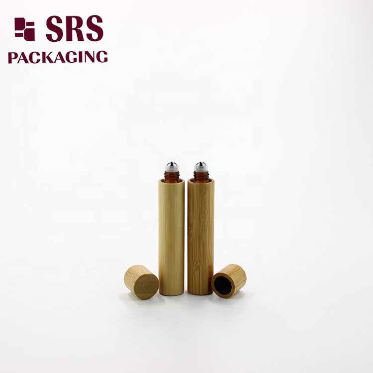 2020 hot sale new products environment-friendly material 10ml natural bamboo glass amber roller bottle with steel ball