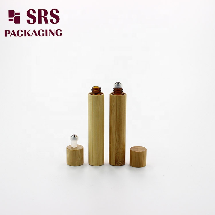 2020 hot sale new products environment-friendly material 10ml natural bamboo glass amber roller bottle with steel ball