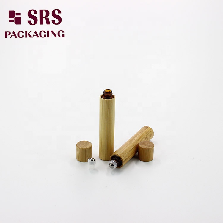 2020 hot sale new products environment-friendly material 10ml natural bamboo glass amber roller bottle with steel ball