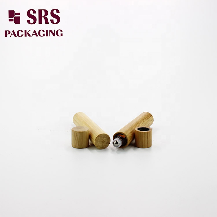 2020 hot sale new products environment-friendly material 10ml natural bamboo glass amber roller bottle with steel ball