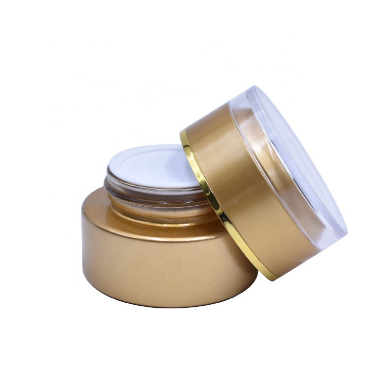 2020 hot sell 20g 30g empty gold cosmetic flat shoulder eye face cream glass jar with gold cap