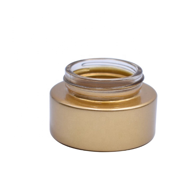 2020 hot sell 20g 30g empty gold cosmetic flat shoulder eye face cream glass jar with gold cap