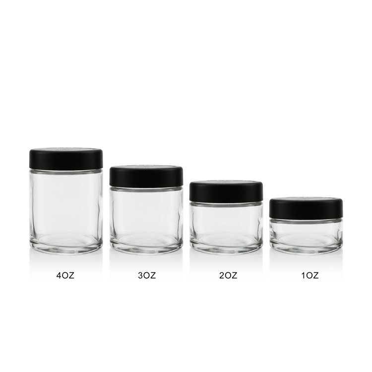 2020 hot selling 1oz 2oz 3oz 4oz bottle OEM glass jar with black child resistant lid