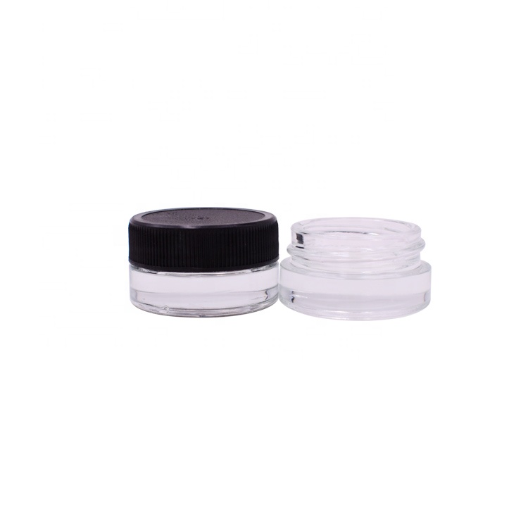 2020 hot selling mini 7ml empty clear cosmetics packaging face cream glass jar with black plastic lid