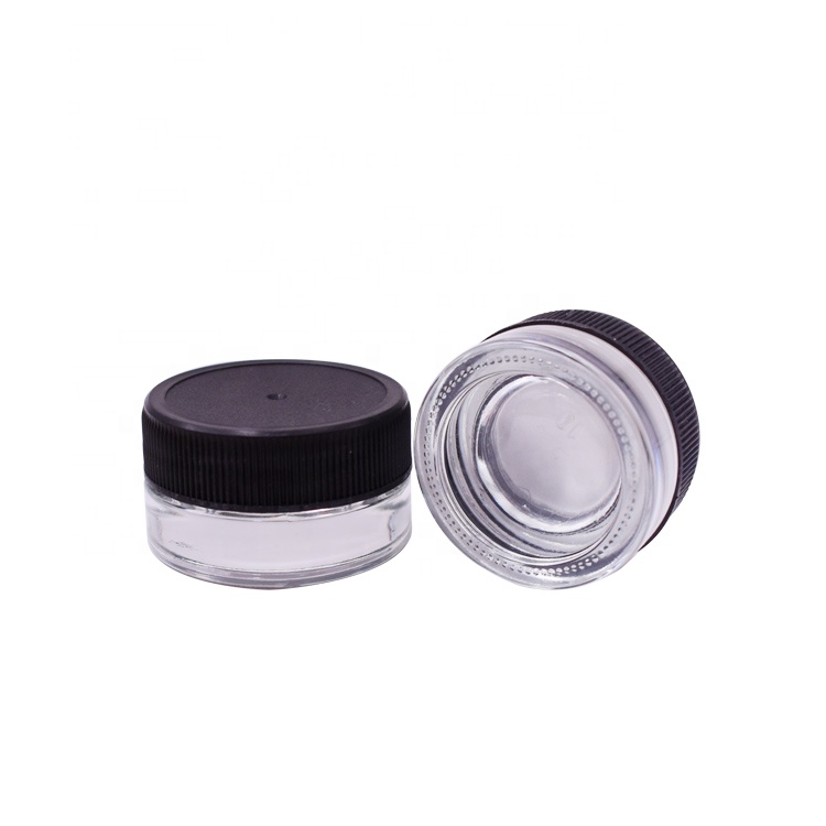 2020 hot selling mini 7ml empty clear cosmetics packaging face cream glass jar with black plastic lid