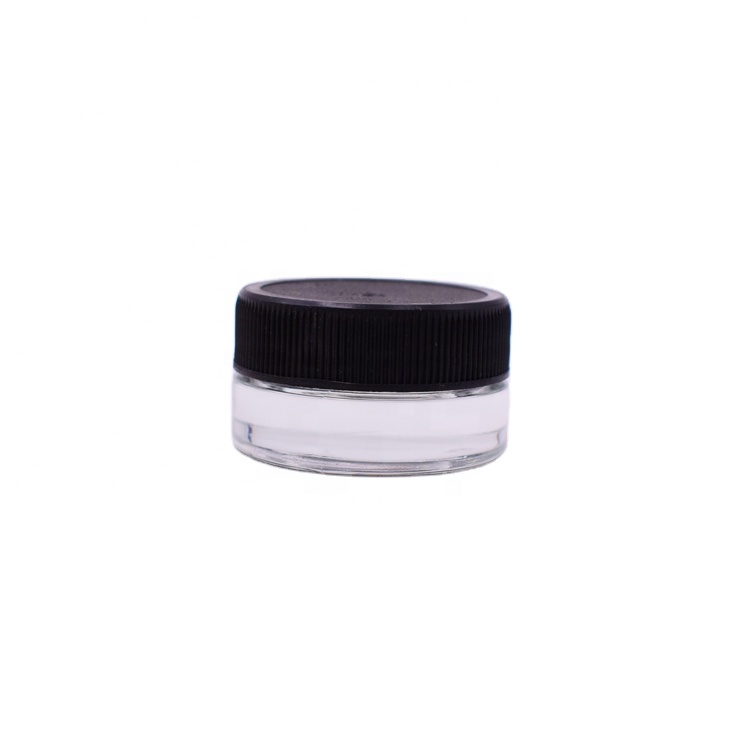 2020 hot selling mini 7ml empty clear cosmetics packaging face cream glass jar with black plastic lid