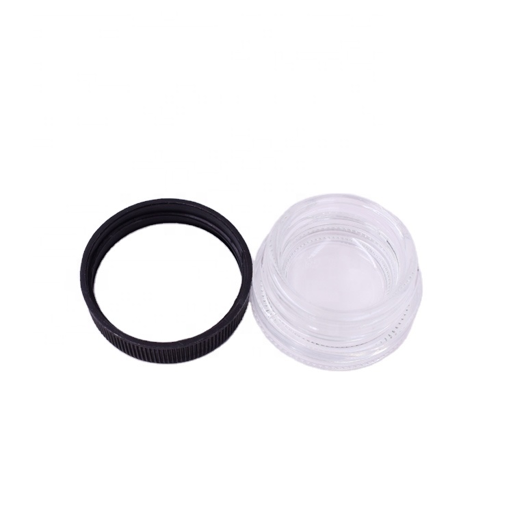2020 hot selling mini 7ml empty clear cosmetics packaging face cream glass jar with black plastic lid