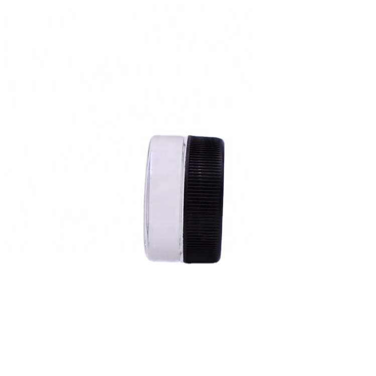 2020 hot selling mini 7ml empty clear cosmetics packaging face cream glass jar with black plastic lid