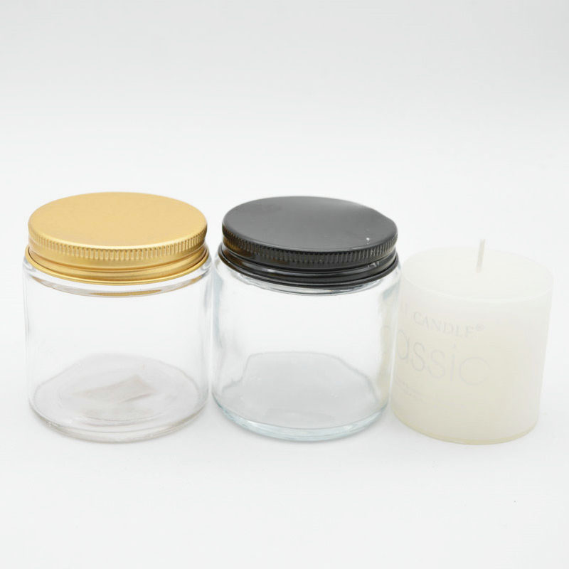 2020 hottest selling round glass candle jar with aluminium lid
