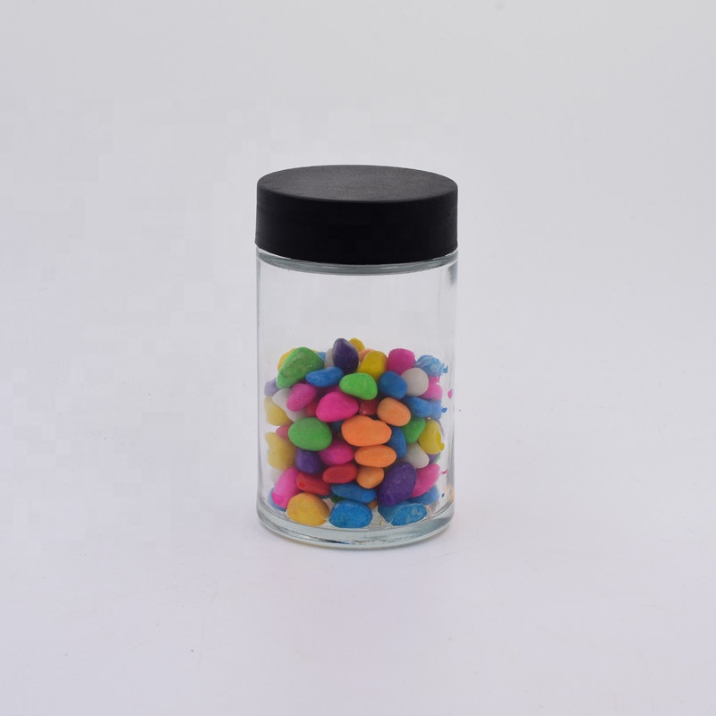 2020 new 180ml clear round straight side food storage glass jar with plastic child proof lid