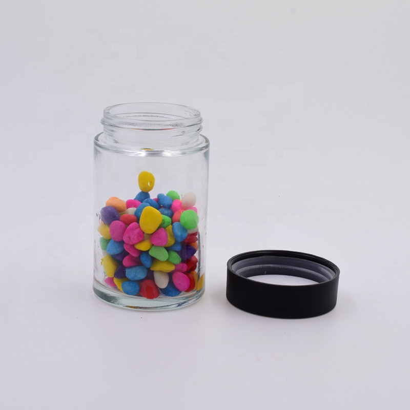 2020 new 180ml clear round straight side food storage glass jar with plastic child proof lid
