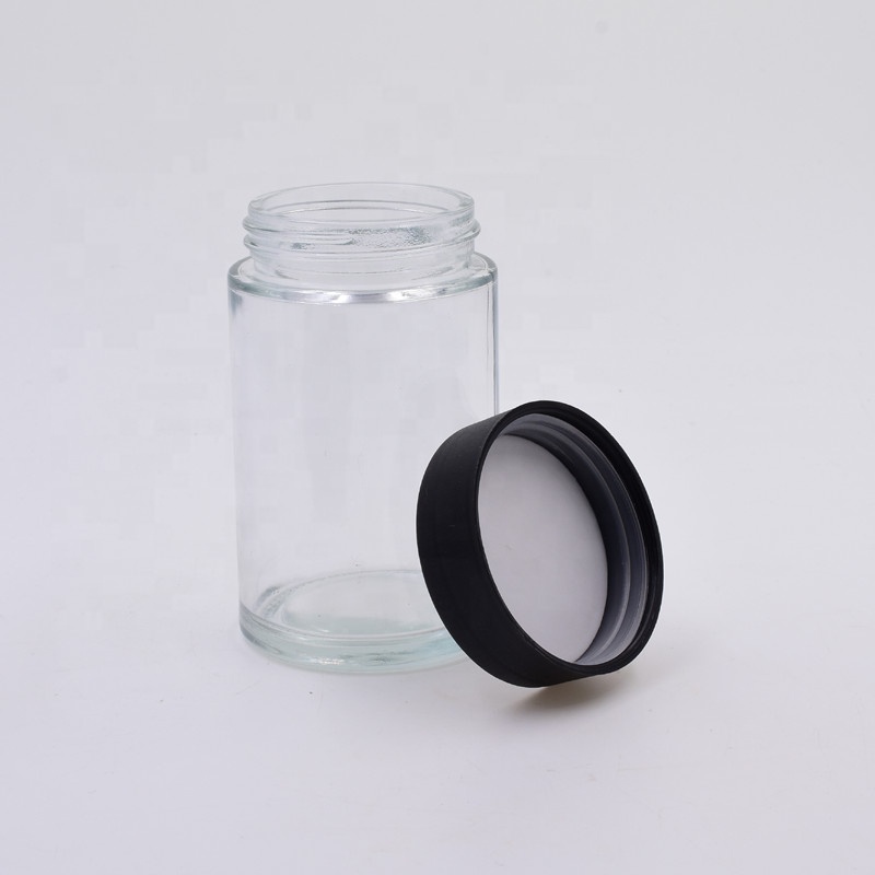 2020 new 180ml clear round straight side food storage glass jar with plastic child proof lid