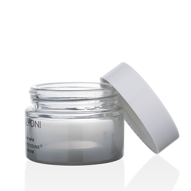 2020 new 1oz clay mask Glass Luxury Jar 5g 10g 20g 30g 50g 100g 200g gradient grey glass cream jar with white lid