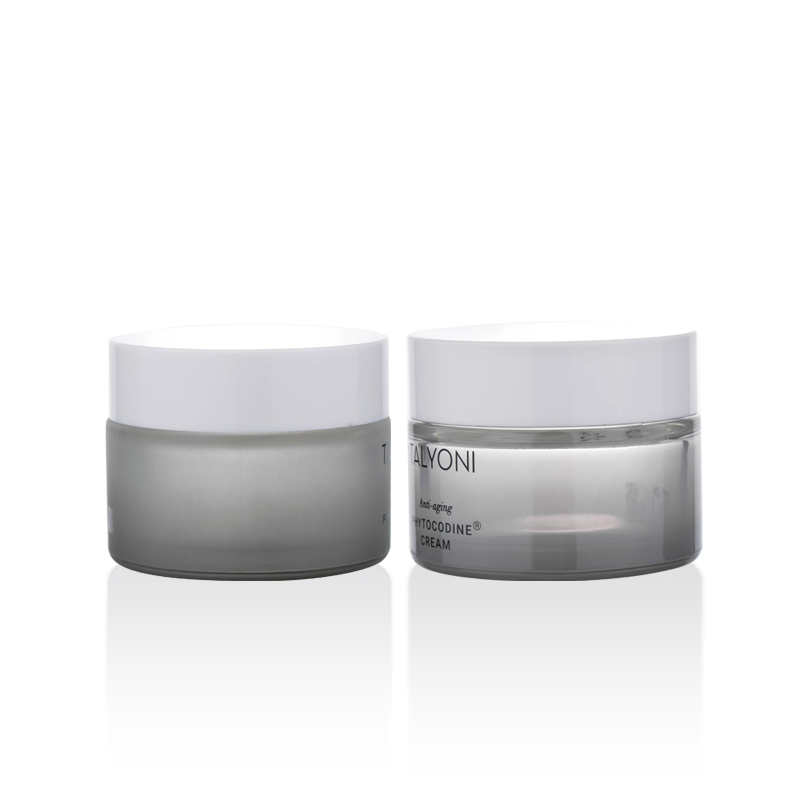 2020 new 1oz clay mask Glass Luxury Jar 5g 10g 20g 30g 50g 100g 200g gradient grey glass cream jar with white lid