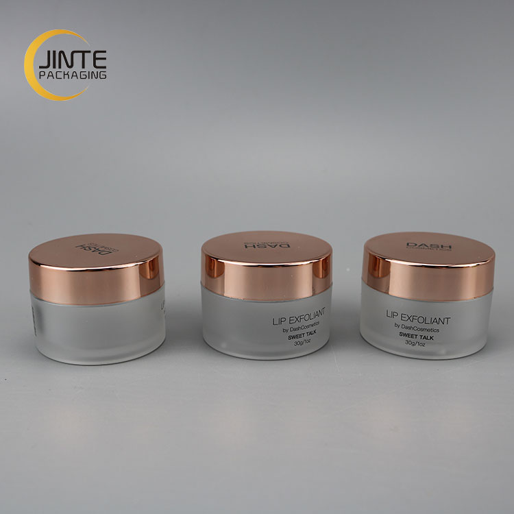 2020 new 30g 1oz PETG cosmetic packaging frost empty plastic  jar with Shiny Metal Rose Gold Cap