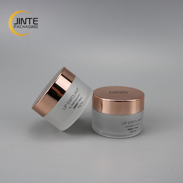 2020 new 30g 1oz PETG cosmetic packaging frost empty plastic jar with Shiny Metal Rose Gold Cap