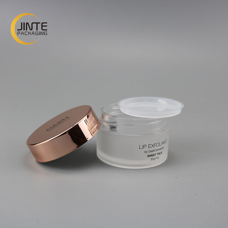 2020 new 30g 1oz PETG cosmetic packaging frost empty plastic jar with Shiny Metal Rose Gold Cap