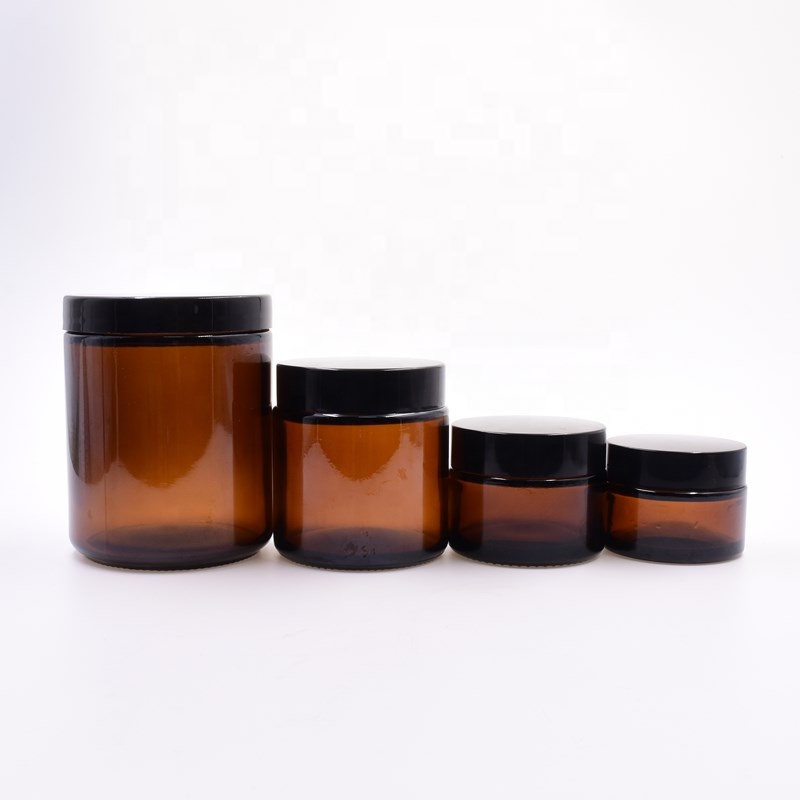 2020 new 30ml 50ml 120ml 250ml amber straight side custom jars cbd wax sustainable flower packaging glass jar with plastic lid