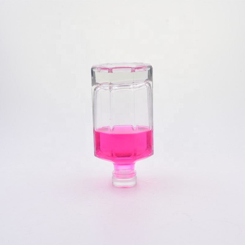 2020 new 375ml 350ml 16oz clear octagonal vodka whisky juice wine liquor wine beer bottle glass bottles with glass Cork Tops
