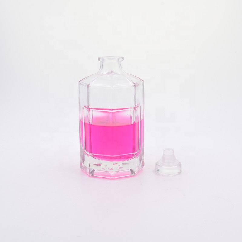 2020 new 375ml 350ml 16oz clear octagonal vodka whisky juice wine liquor wine beer bottle glass bottles with glass Cork Tops