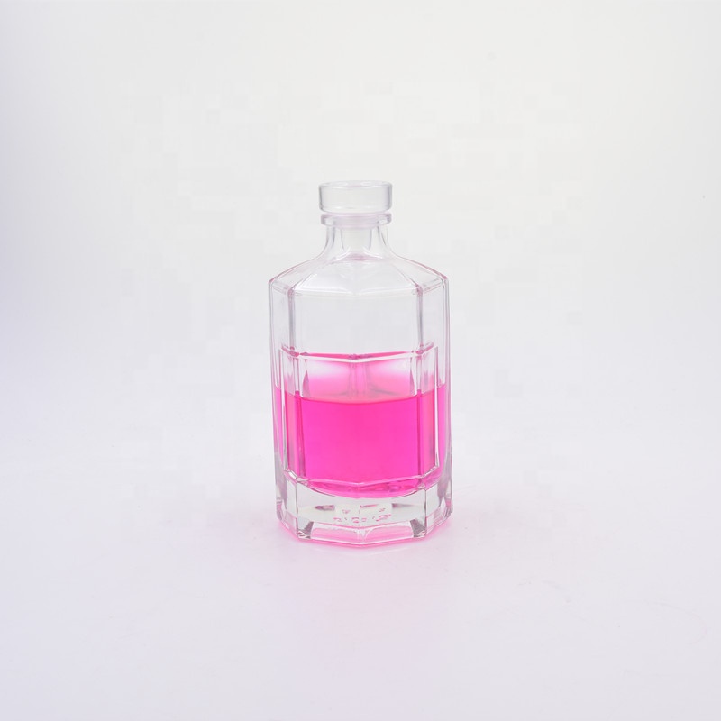2020 new 375ml 350ml 16oz clear octagonal vodka whisky juice wine liquor wine beer bottle glass bottles with glass Cork Tops