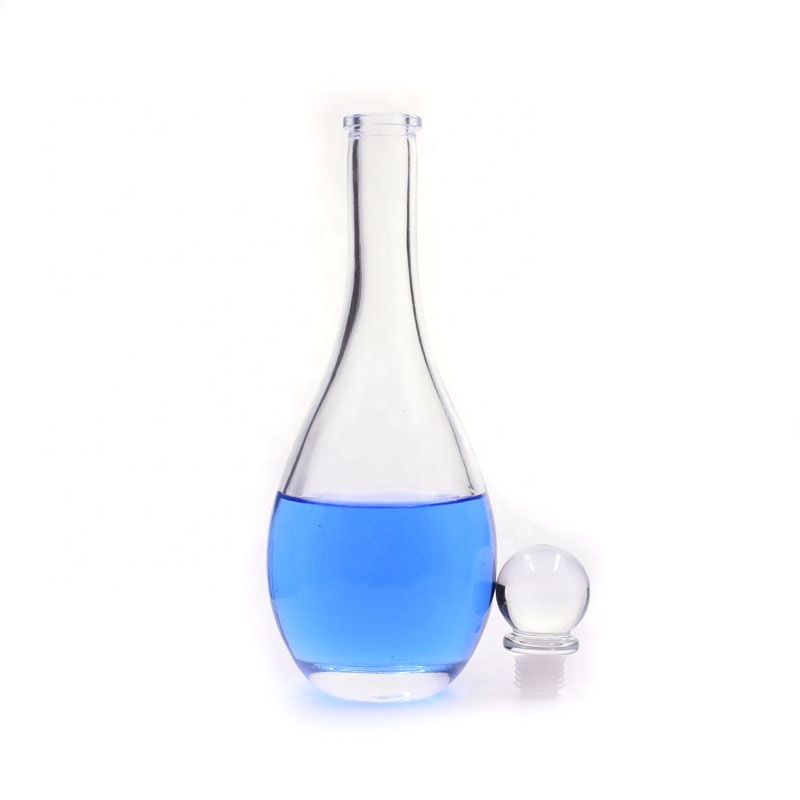 2020 new 500ml 16oz clear round vodka whisky juice wine liquor wine beer bottle glass bottles with glass Cork Tops