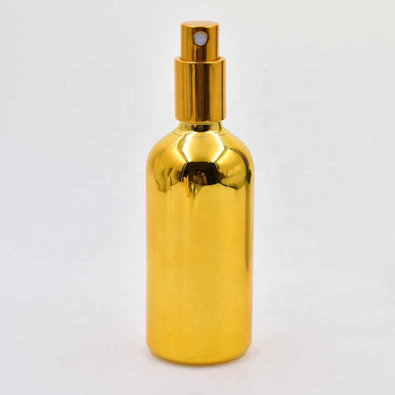2020 new 5ml 10ml 15ml 20m l30ml 50ml 100ml gold plating round cosmetic essential oil glass bottles with dropper top