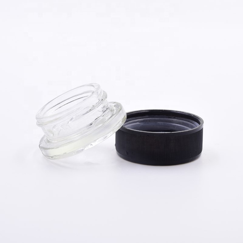 2020 new 7ml clear round concentrate packaging glass packaging kush hemp weeds jars plastic lid child proof resistant glass jars