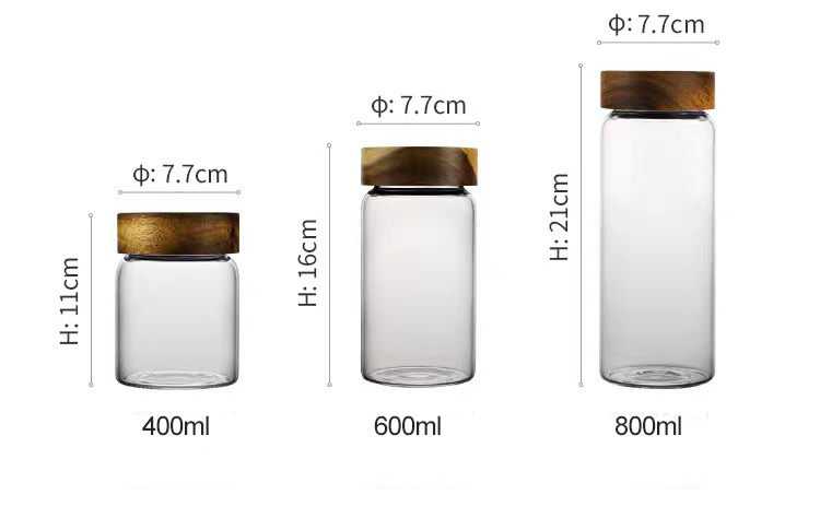 2020 new Borosilicate Childproof Screw Top Glass Jar With Acacia Wood Lid