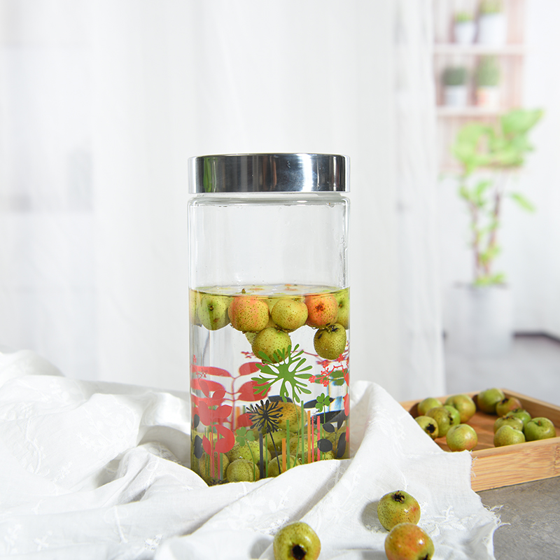 2020 new Modern Hot Sale Best Quality Sealed Waterproof Metal Cover Food Storage Glass Jar with Decal Ready Stock